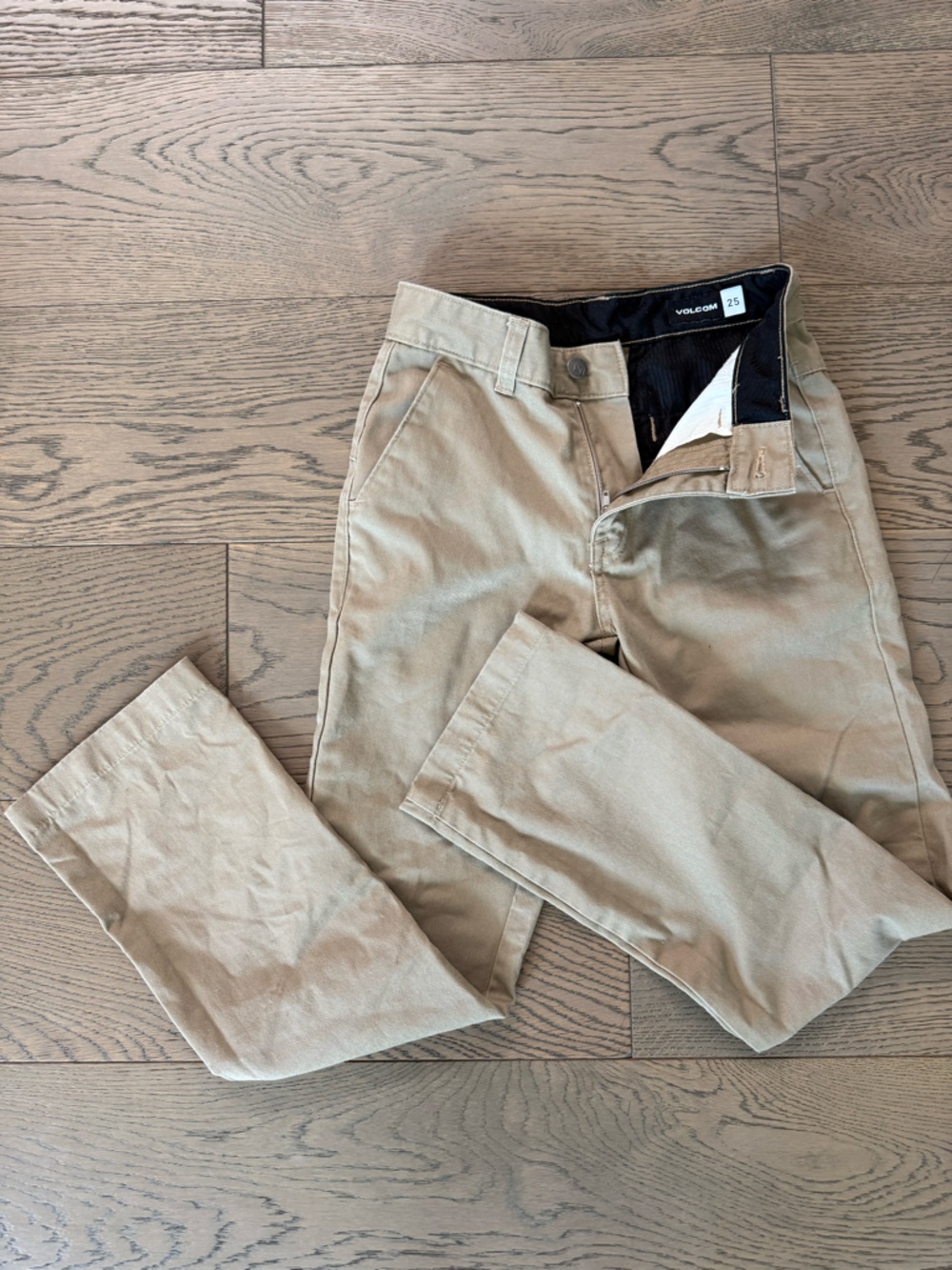 Volcom boys khaki ‘frickin’ uniform pants. Size 25 like new